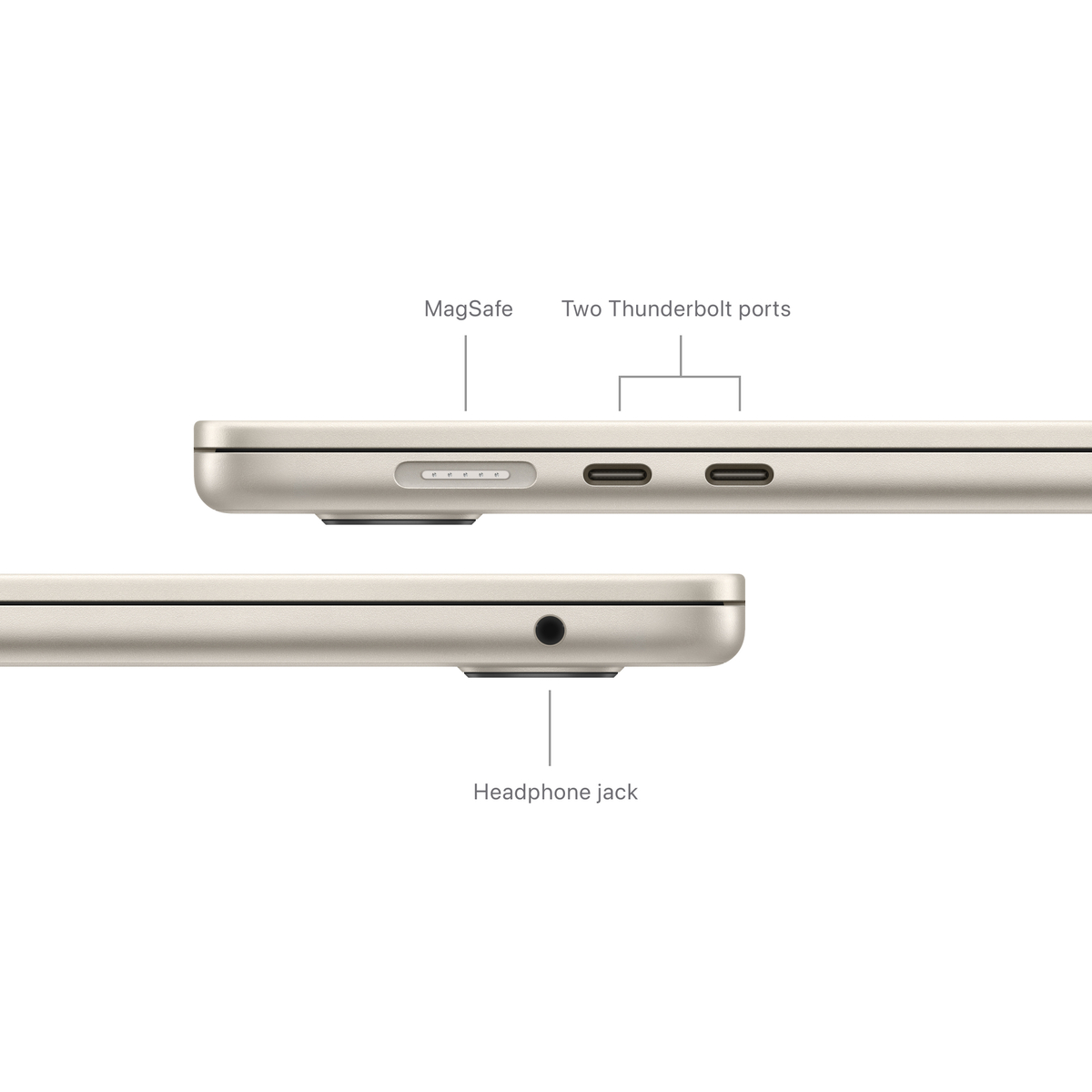 Apple MacBook Air, 15 inches, 8 GB RAM, 256 GB SSD, Apple M3 chip with 8-core CPU and 10-core GPU, macOS, English, Starlight