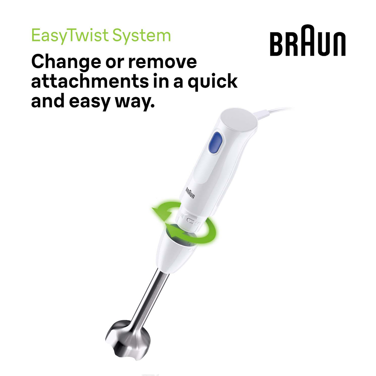 Braun Multi Quick Hand Blender, 450W, White, MQ10.202M