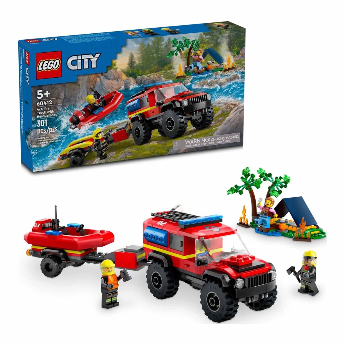 Lego 4 x 4 Fire Truck with Rescue Boat, 3 pcs, 60412