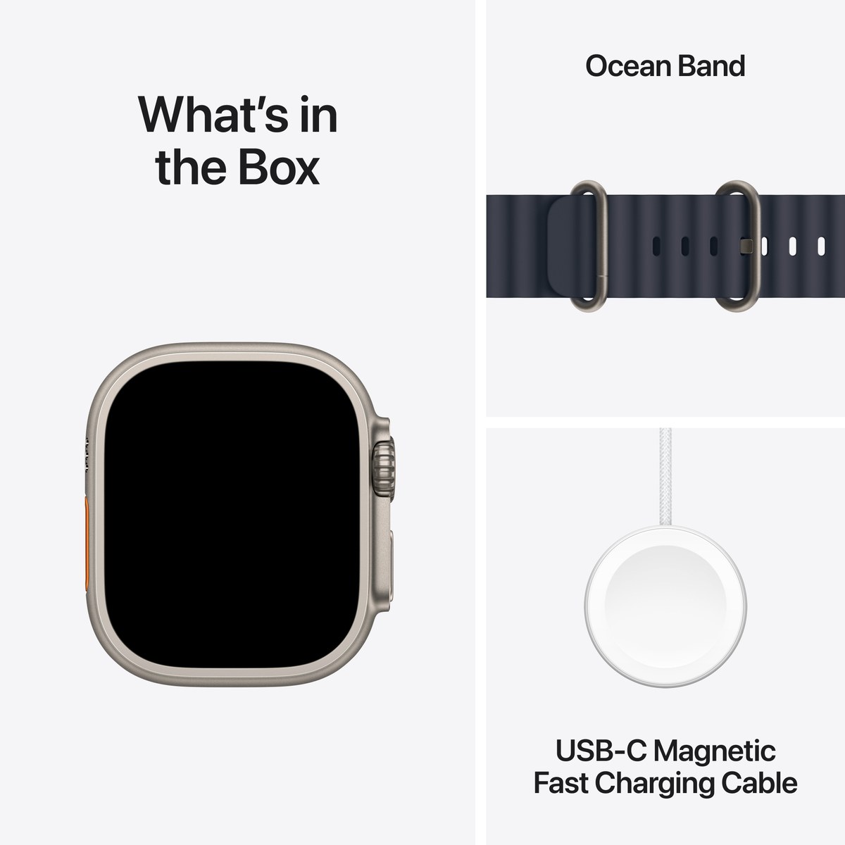 Apple Watch Ultra 2 GPS + Cellular, 49 mm Natural Titanium Case with Navy Ocean Band