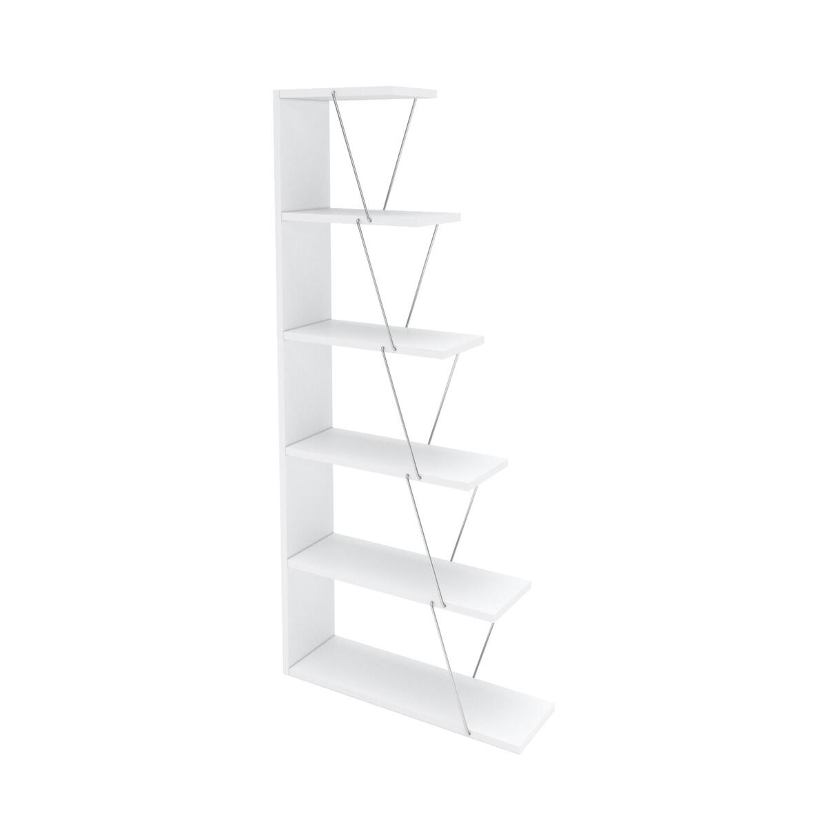 Home Canvas Tars Modern Book Shelves for Living Room or Study Room, Easy Assembly Book Shelf - White and Chrome RF160406