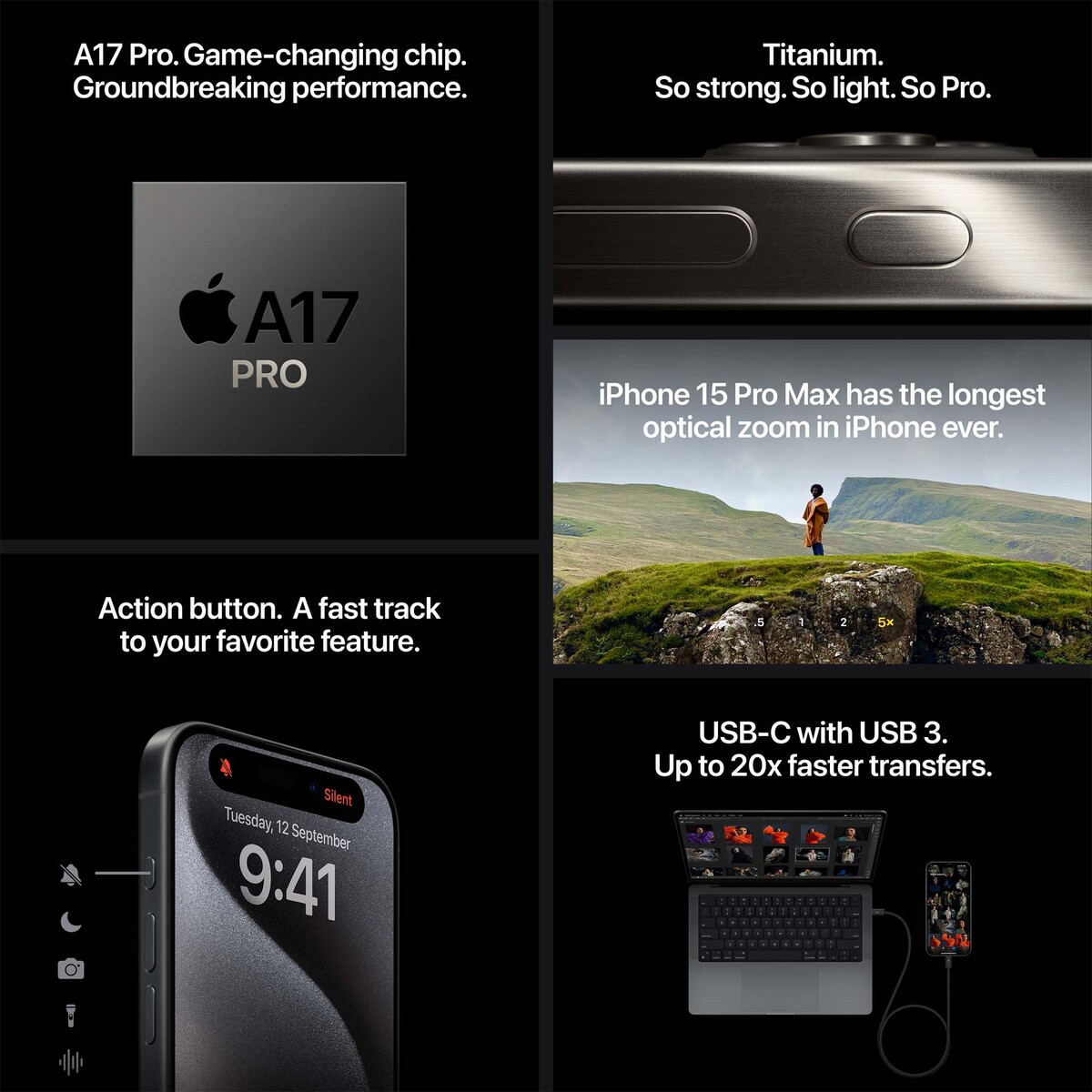Apple iPhone 15 Pro Max, 5G, 256Gb, color Titanio