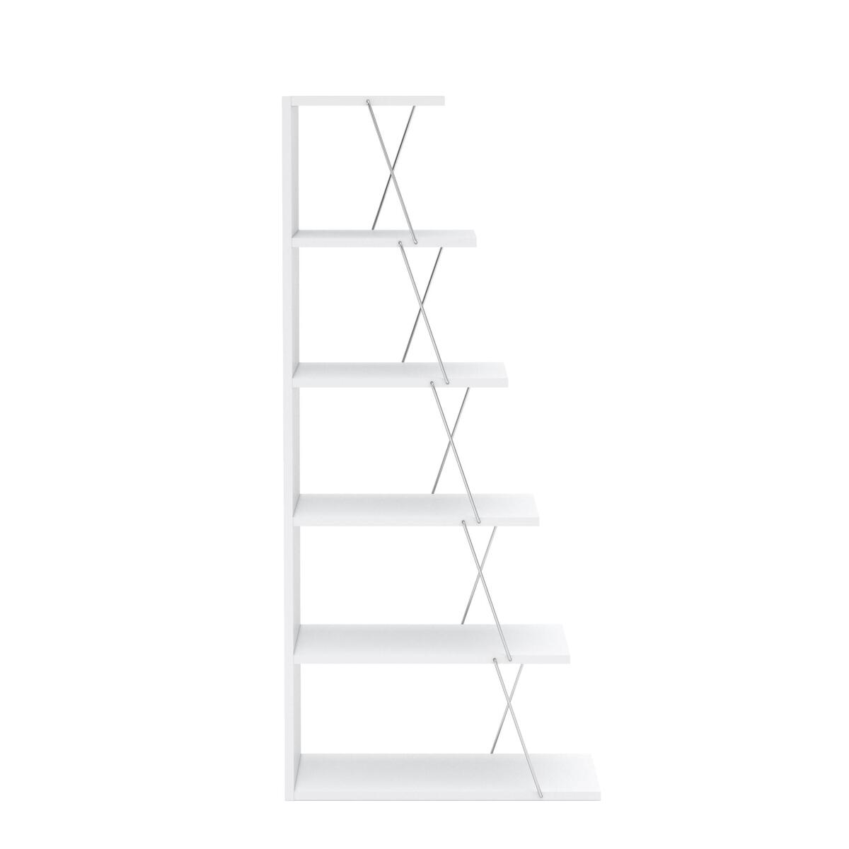 Home Canvas Tars Modern Book Shelves for Living Room or Study Room, Easy Assembly Book Shelf - White and Chrome RF160406