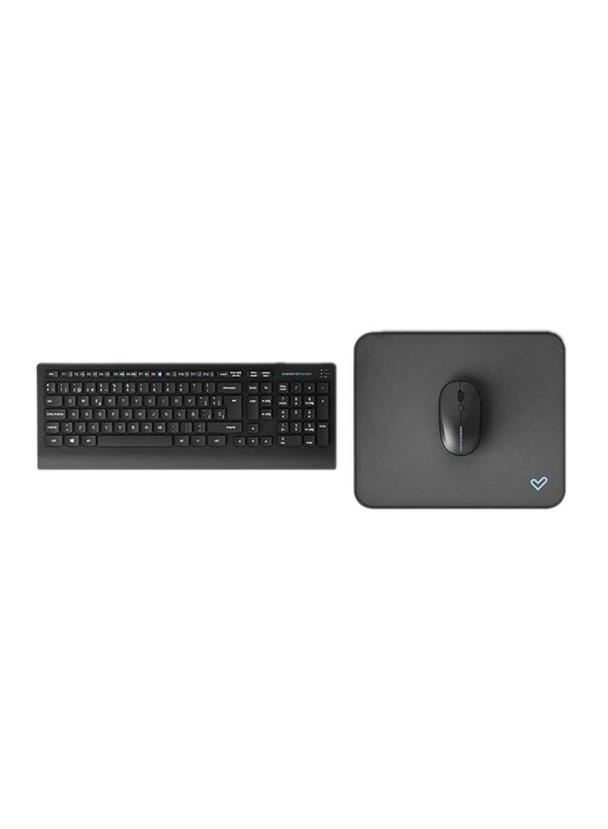 Energy Sistem Office Wireless Set 3 Silent (rf Qwerty Wireless Keyboard, Optical Mouse, Flat Keys And Silent Switches, Usb, Liquid Resistant) Black, 453016