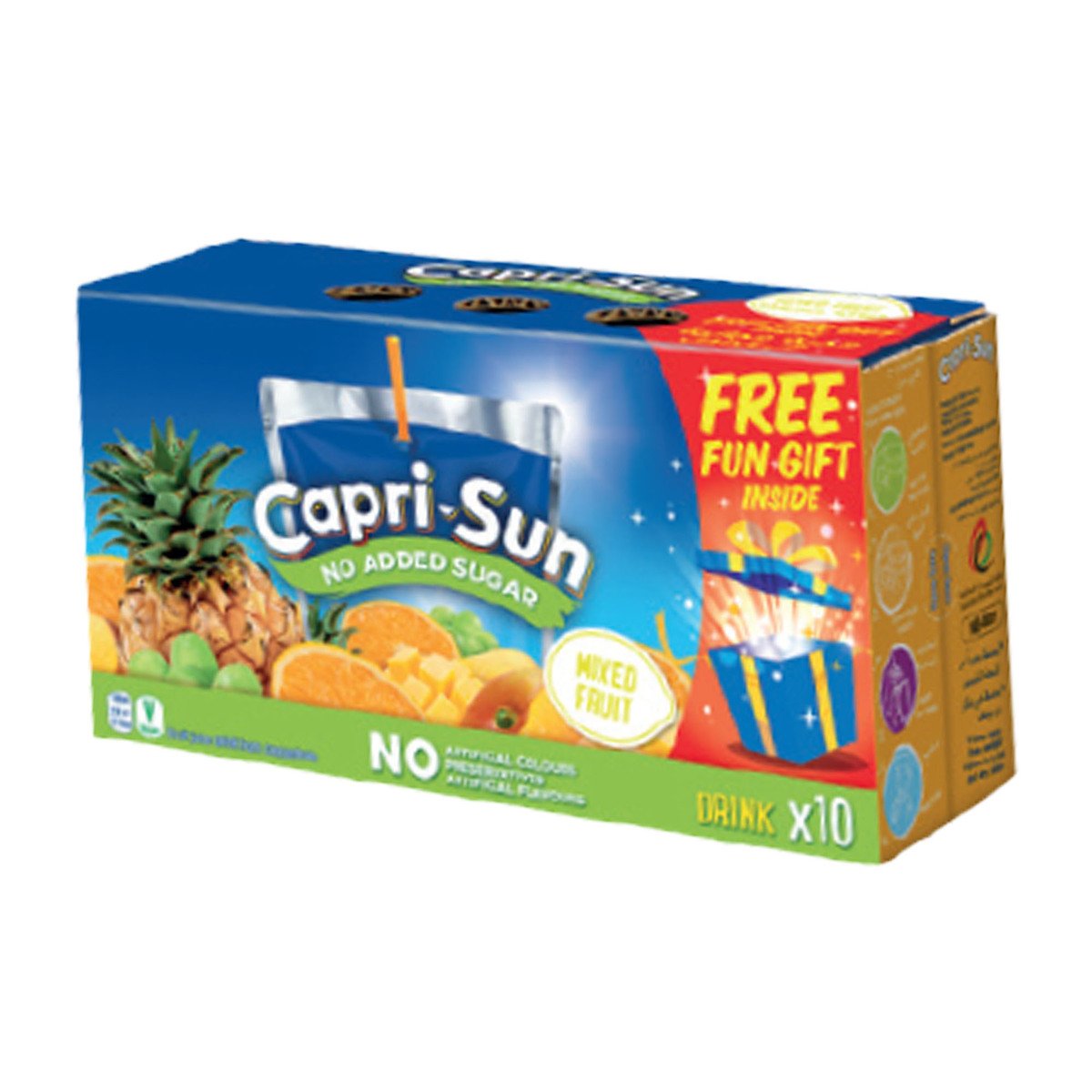 Capri Sun No Added Sugar Mixed Fruit Juice 10 x 200 ml + Gift