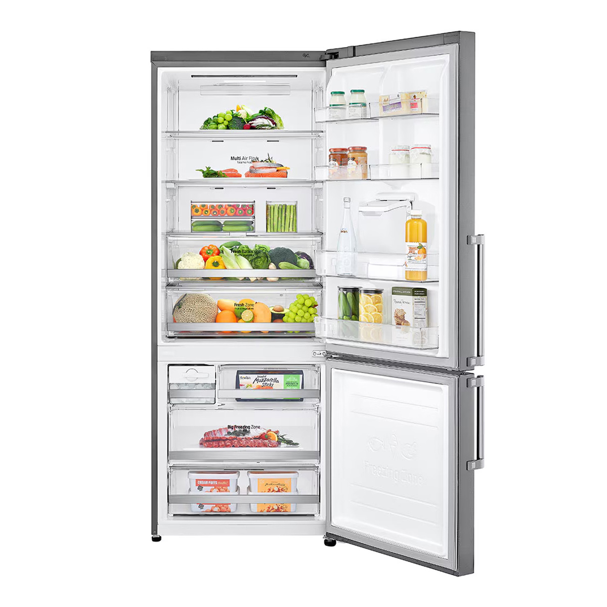 LG Bottom Mount Freezer Refrigerator, 446L, Platinum Silver, GR-F589BLCM