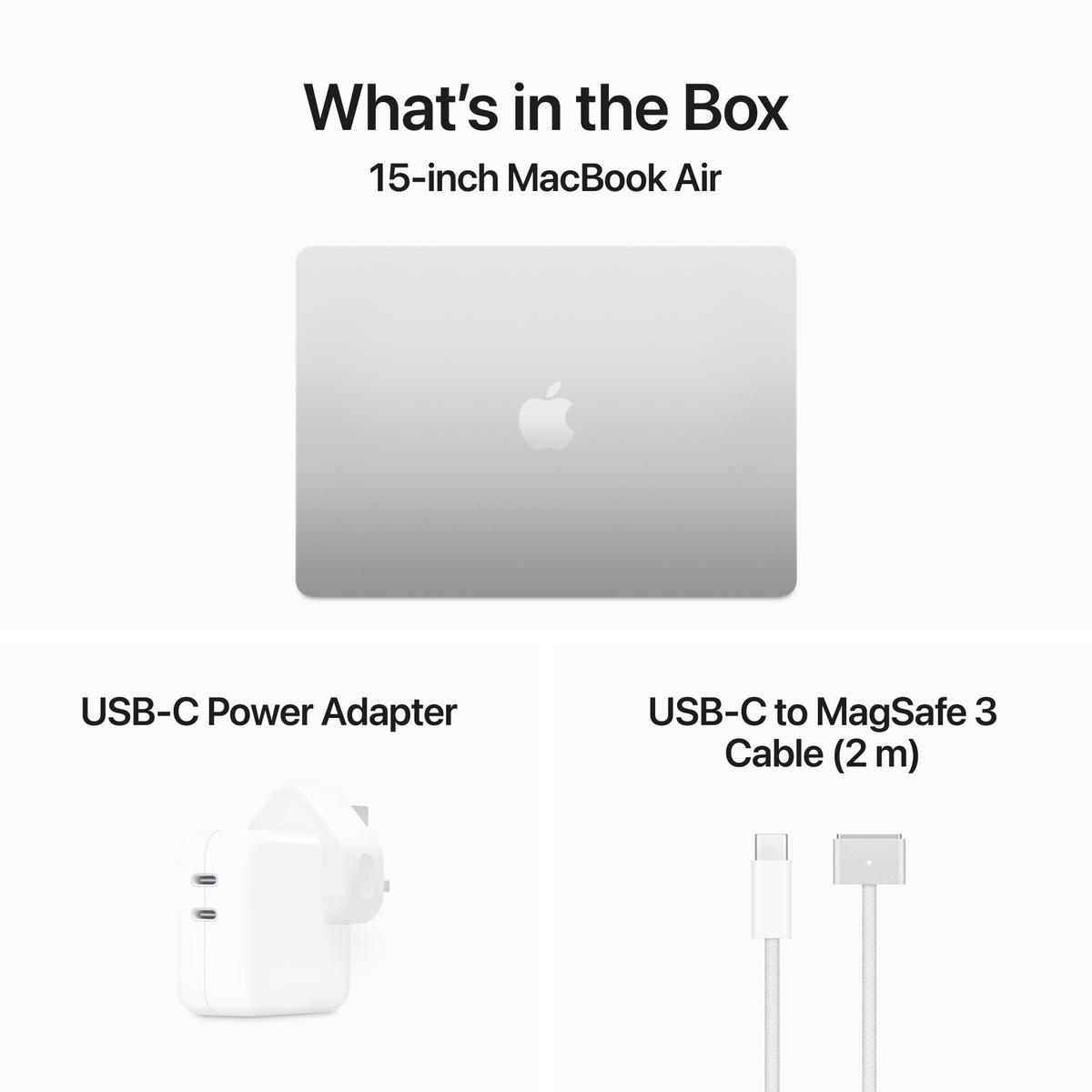 Apple MacBook Air, 15 inches, 8 GB RAM, 256 GB SSD, Apple M3 chip with 8-core CPU and 10-core GPU, macOS, Arabic, Silver