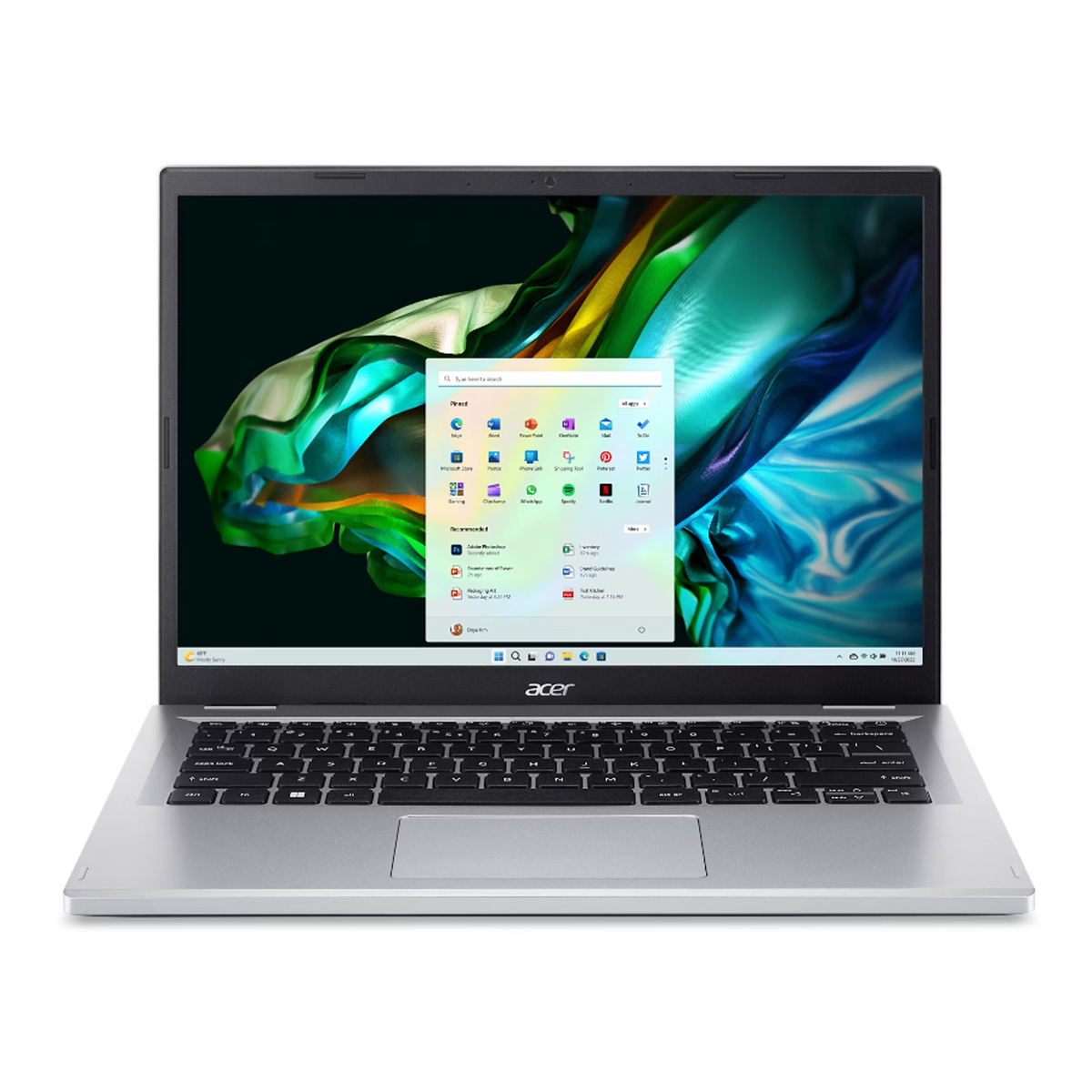 Acer Aspire 3 Notebook, 14" IPS LCD Display, AMD Ryzen 7-5700U Processor, 16 GB RAM, 512 GB SSD Storage, Windows 11, Silver, NXKSFEM007