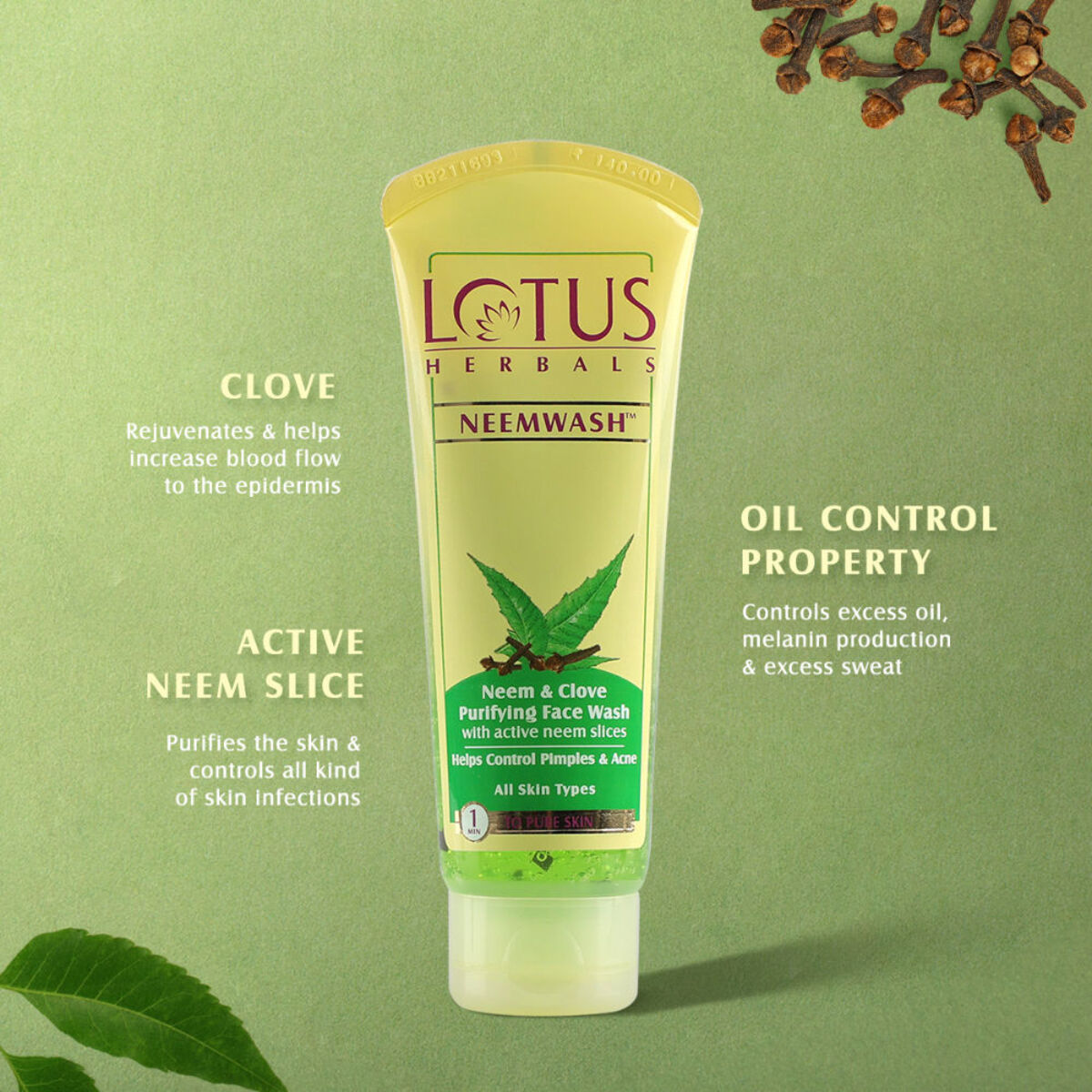 Lotus Herbal Purifying Neem & Clove Face Wash 120 g