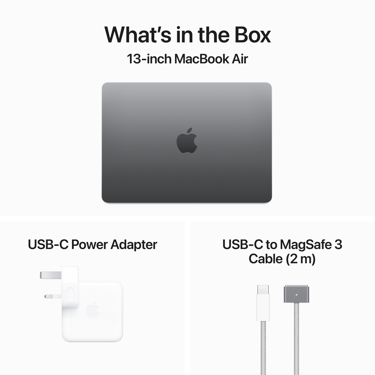 Apple 13 inches MacBook Air, M3 chip with 8-core CPU and 8-core GPU, 16 GB RAM, 256 GB SSD, macOS Sequoia, Space Grey