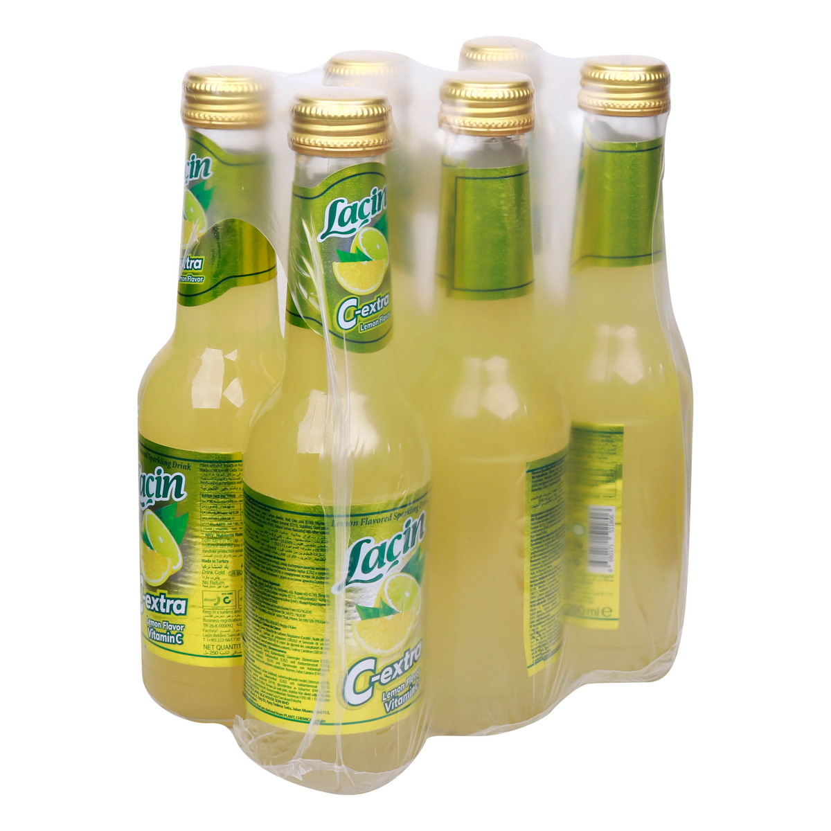 Lacin Sparkling Water C-Extra Lemon Flavor, 6 x 250 ml