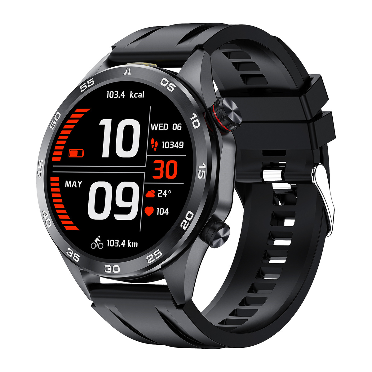 X.Cell Smartwatch Elite-5 Silicone Strap Black