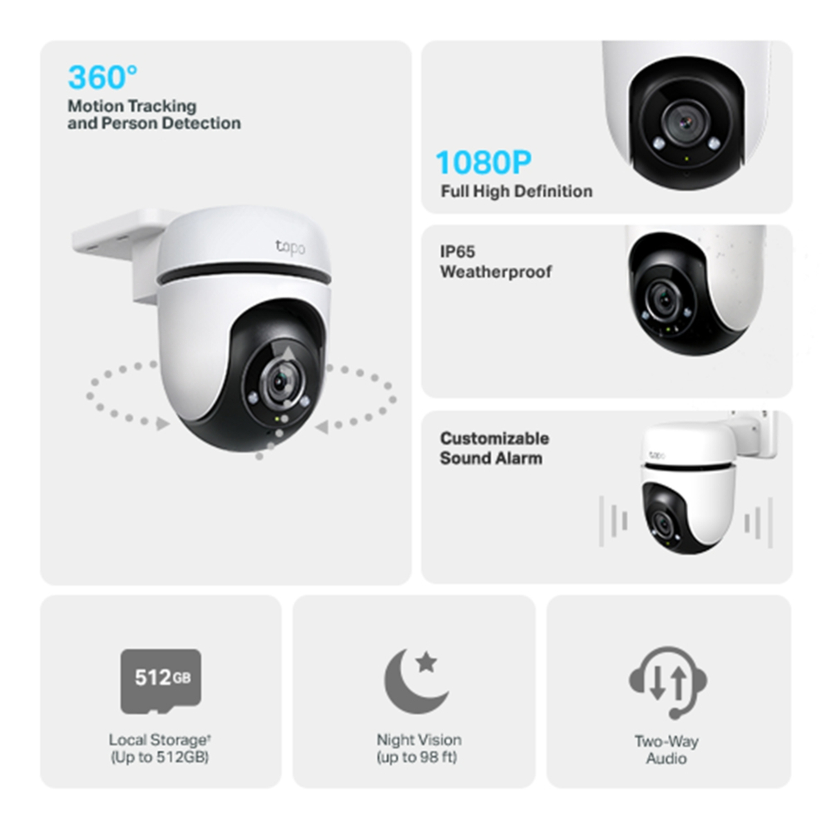 Tp-Link Outdoor Pan/Tilt Security WiFi Camera, Tapo C500