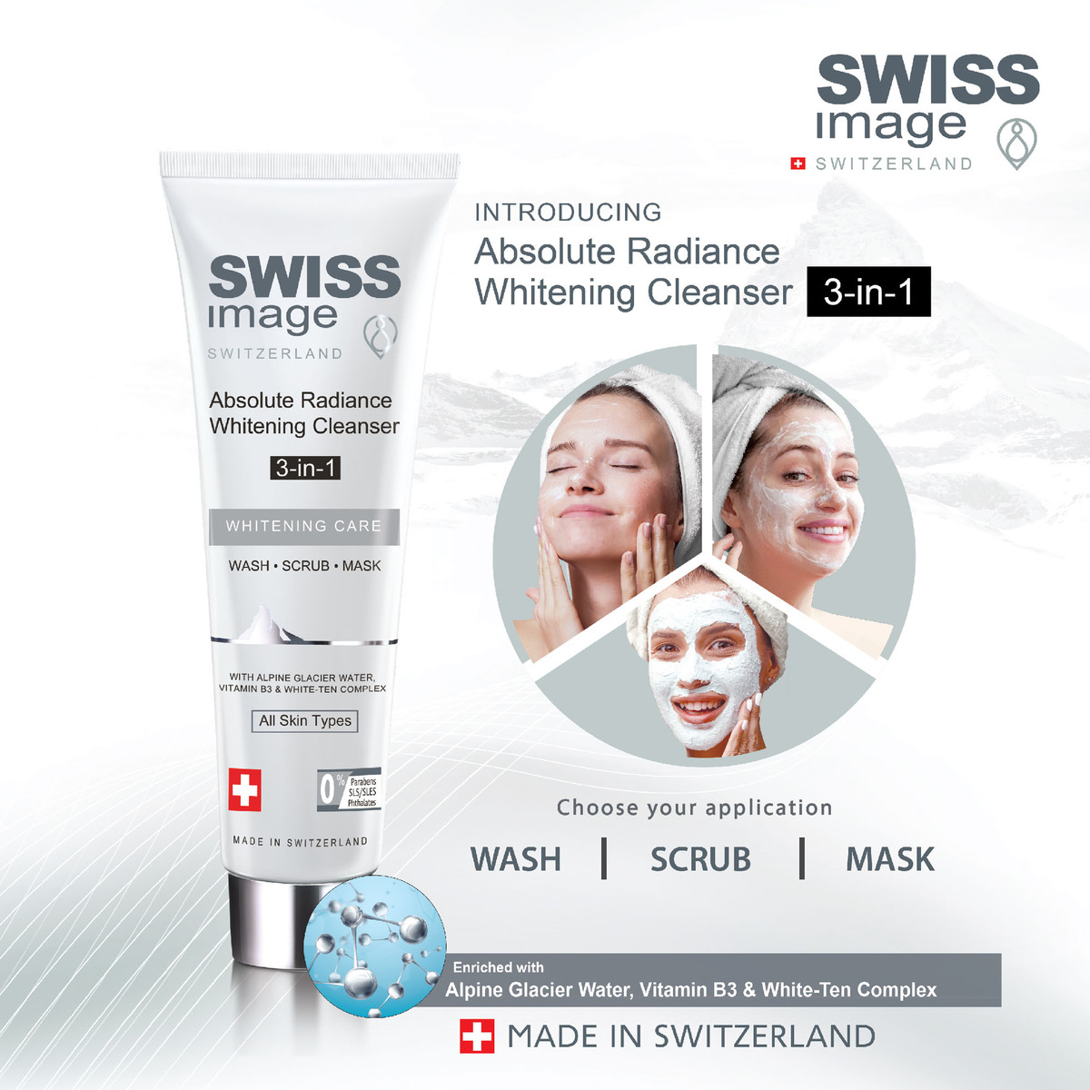 Swiss Image 3 In 1 Absolute Radiance Whitening Cleanser 100 ml