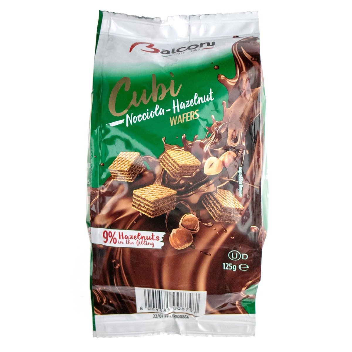 Balconi Nocciola Hazelnut Cubi Wafers 125 g