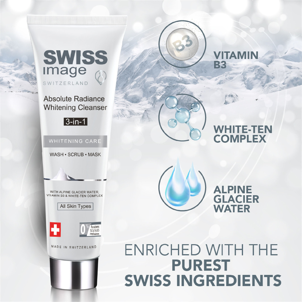 Swiss Image 3 In 1 Absolute Radiance Whitening Cleanser 100 ml