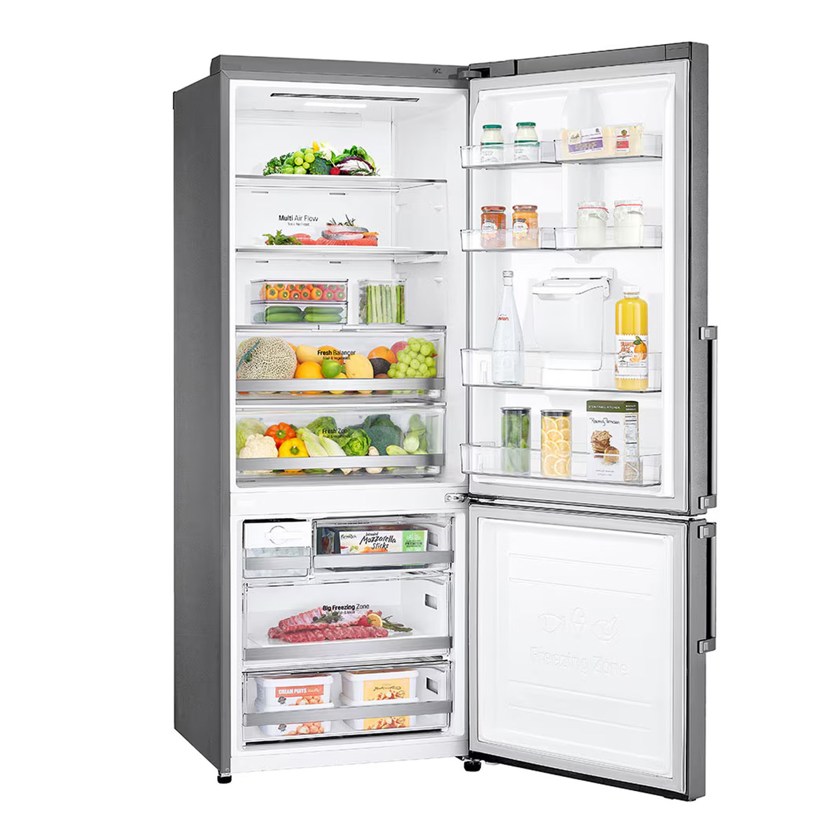 LG Bottom Mount Freezer Refrigerator, 446L, Platinum Silver, GR-F589BLCM