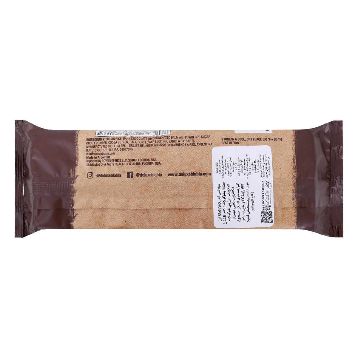 Deluxe & Bla Bla Gluten Free Rice Cakes Coated With Dark Chocolate 115 g