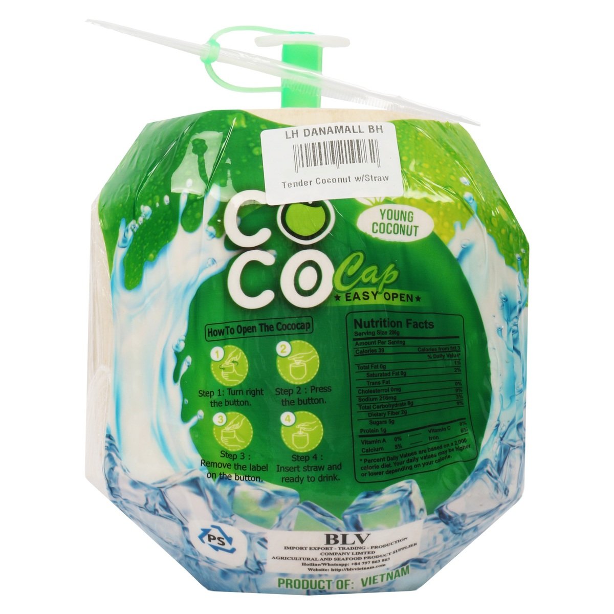 Tender Coconut With Straw 1 pc