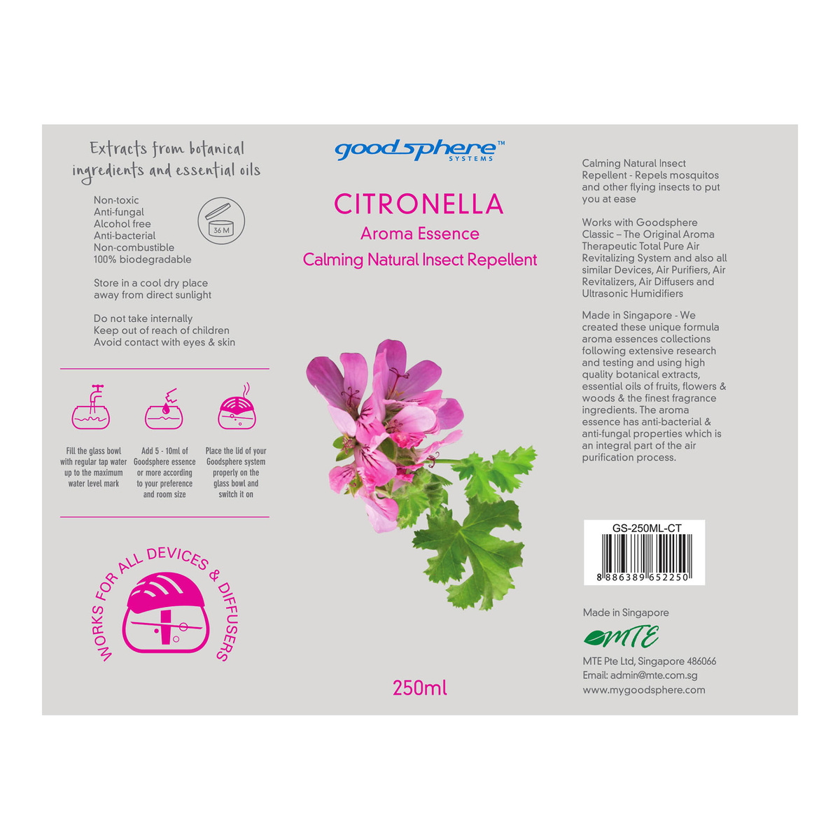 Goodsphere Aroma Essence The Classic Collection, Citronella, 250ml, GS-250ML-CT
