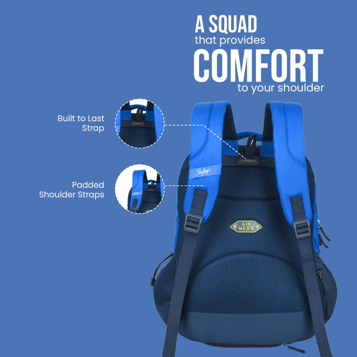 Skybags School Backpack Squad Pro 01 19" Blue