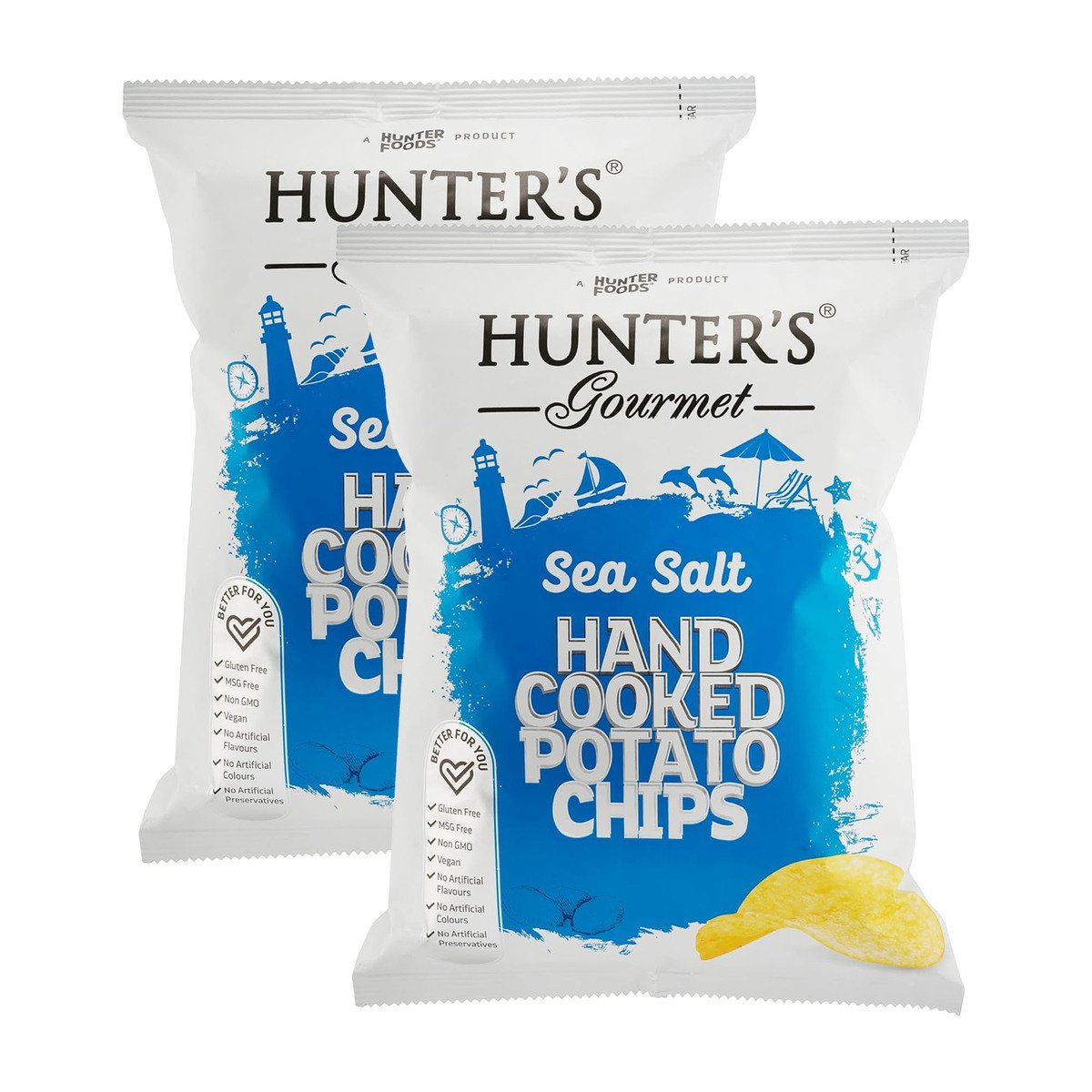 Hunter's Gourmet Sea Salt Hand Cooked Potato Chips Value Pack 2 x 125 g