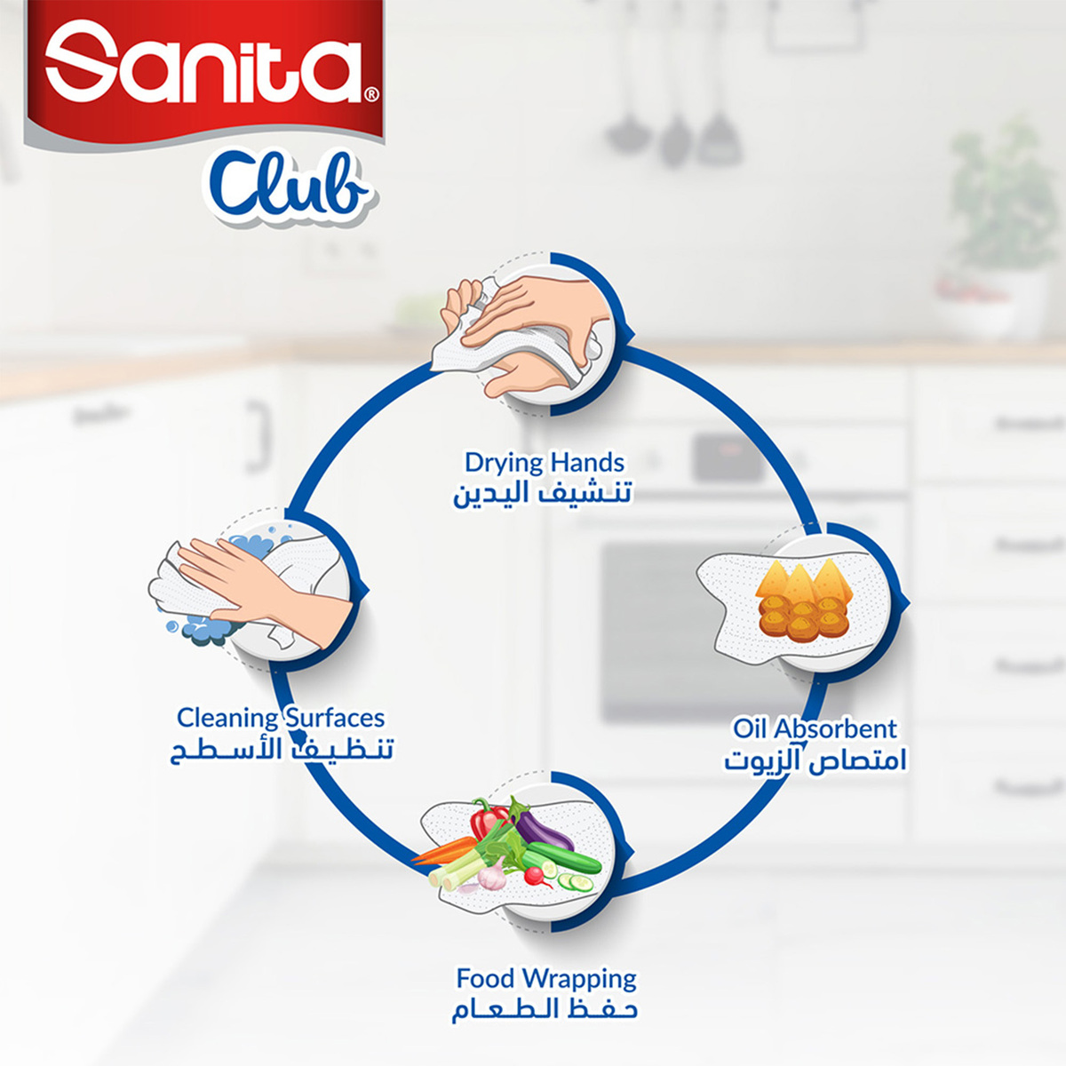 Sanita Club Household Kitchen Towels 8 + 2 Rolls