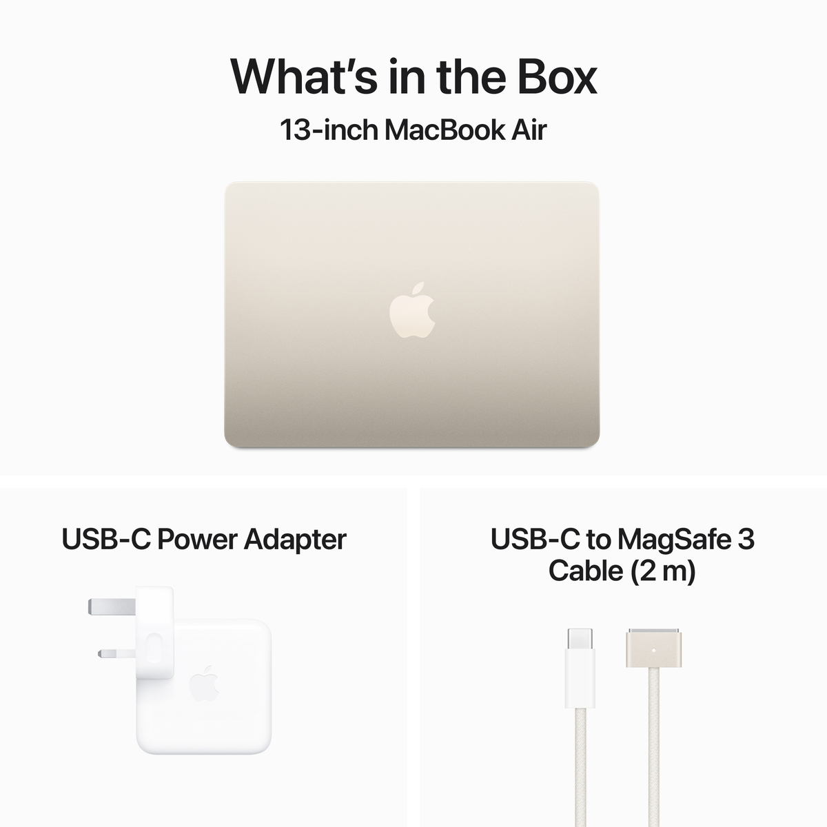 Apple MacBook Air, 13 inches, 8 GB RAM, 512 GB SSD, Apple M3 chip with 8-core CPU and 10-core GPU, macOS, Arabic, Starlight