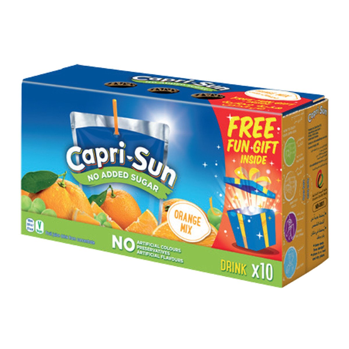 Capri Sun No Added Sugar Orange Mix Juice 10 x 200 ml + Gift