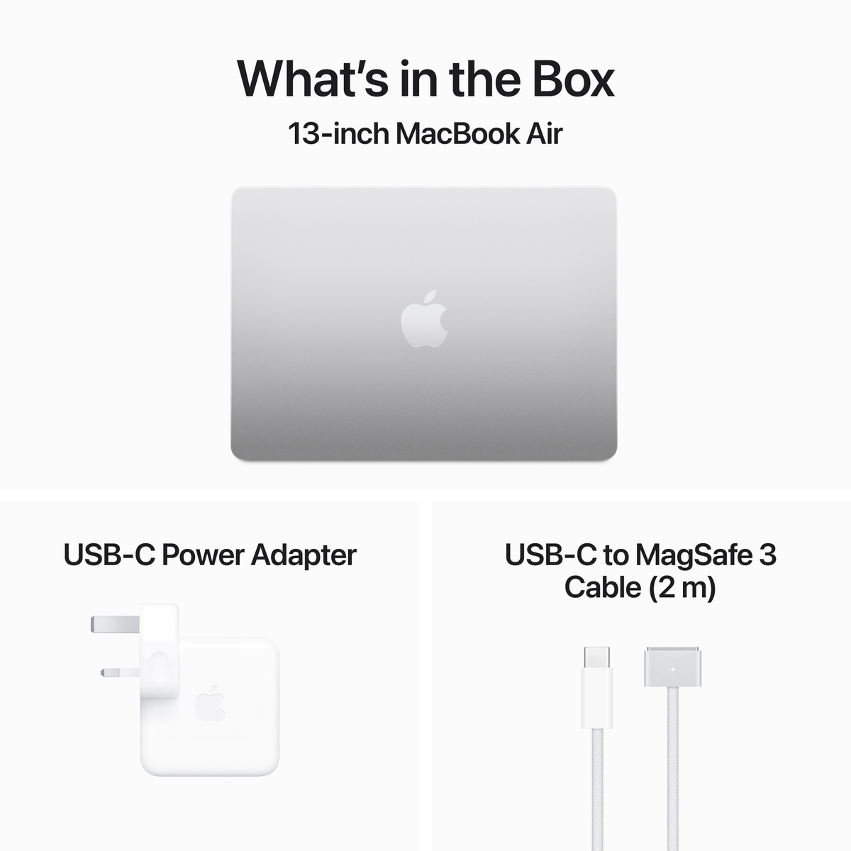 Apple 13 inches MacBook Air, M2 chip with 8-core CPU and 8-core GPU, 16 GB RAM, 256 GB SSD, macOS Sequoia, Silver