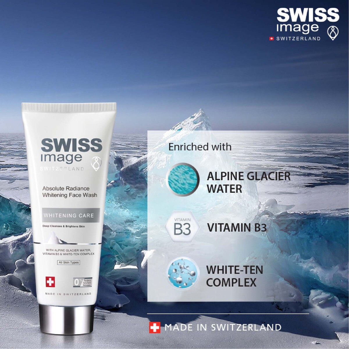 Swiss Image Absolute Radiance Whitening Face Wash 200 ml + Day Cream 50 ml