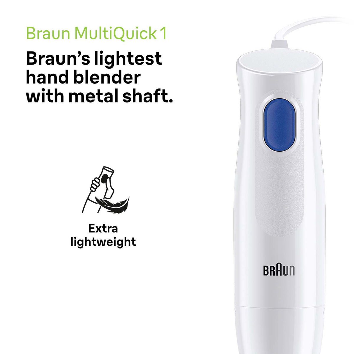 Braun Multi Quick Hand Blender, 450W, White, MQ10.202M