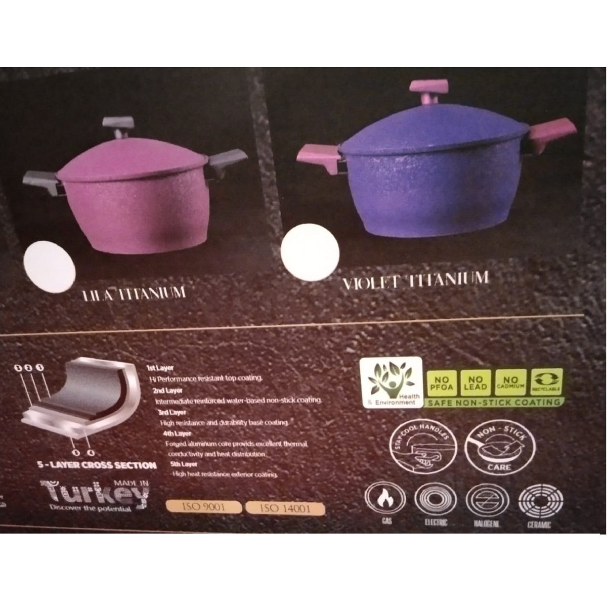 Gigilli Non Stick Cookware Set 22Pcs, Made In Turkey