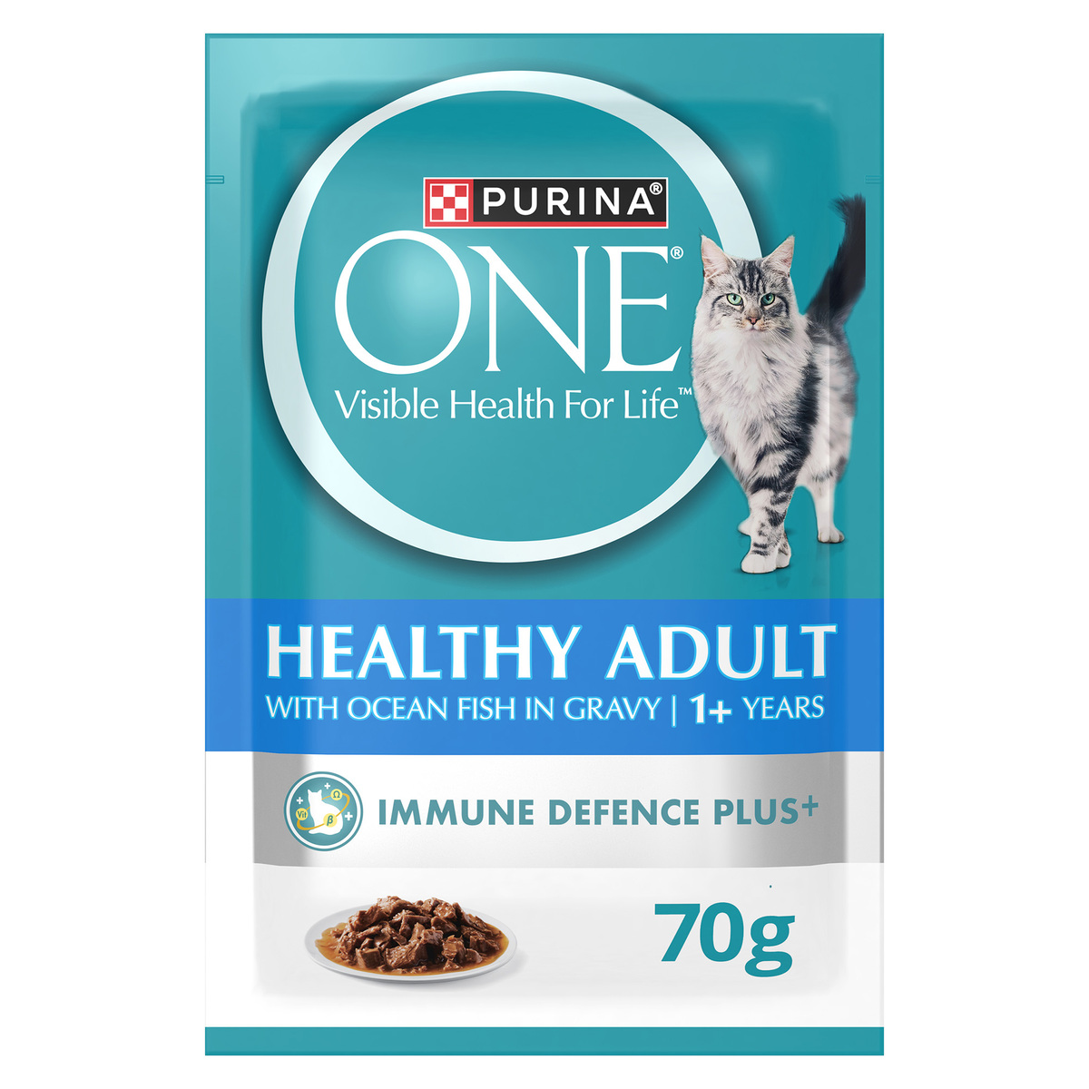 Purina One Healthy Adult Catfood With Ocean Fish In Gravy 12 x 70 g