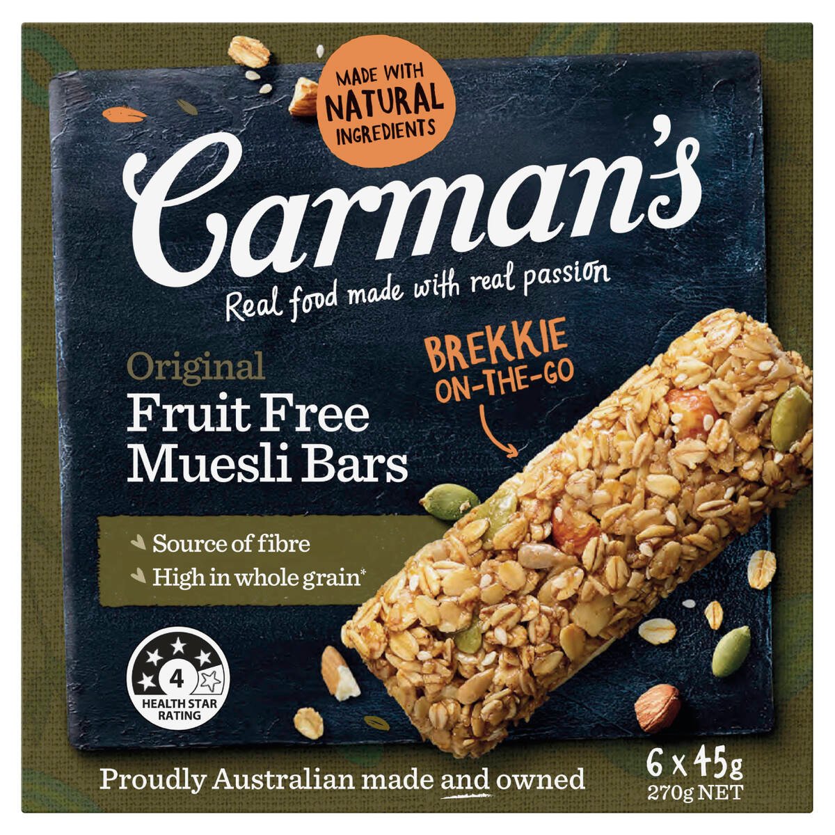 Carman's Original Fruit Free Muesli Bar 6 x 45 g