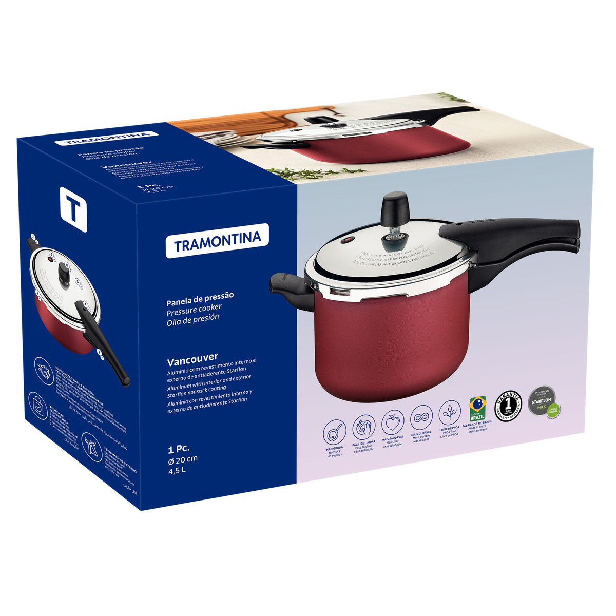 Tramontina Aluminum Pressure Cooker 20582720 4.5Ltr