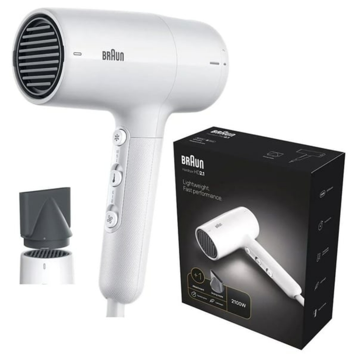 Braun Hair Dryer, 2100W, White, HD210SDE