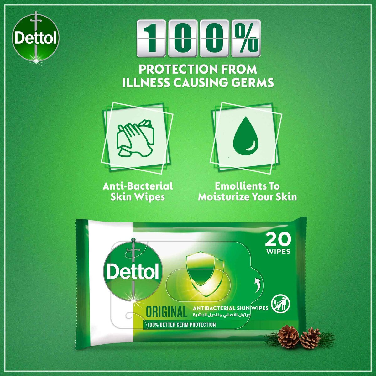 Dettol Original Antibacterial Wipes 20 pcs