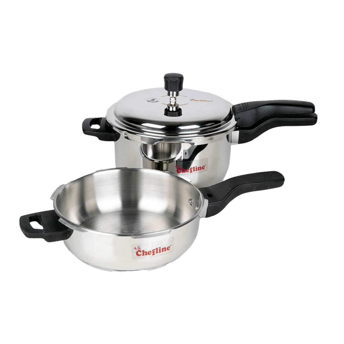 Chefline Stainless Steel Pressure Cooker, 5L + Pan, 3L