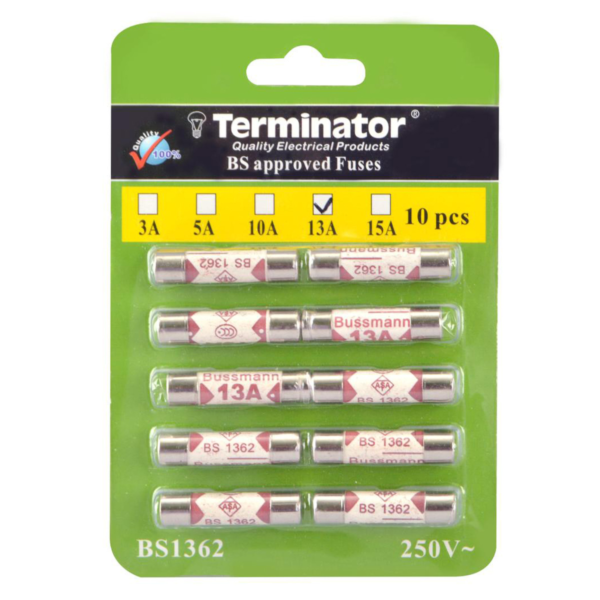 Terminator Tube Fuse 13A 10pcs