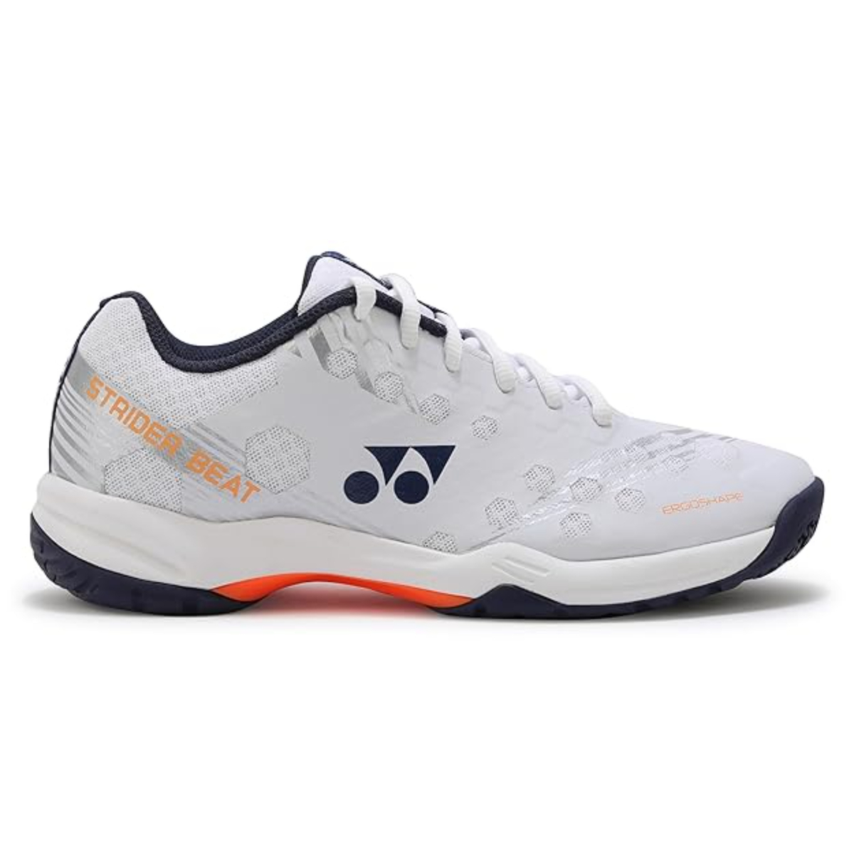 Yonex Power Cushion Strider Beat Badminton Shoes, SHBSB1EX, White/Orange, 42