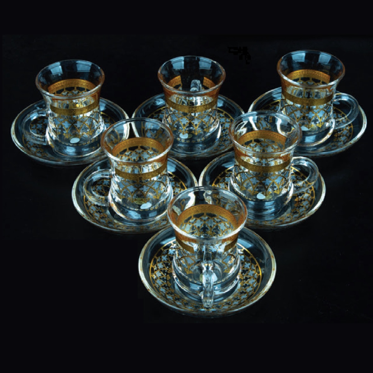 Crystal Drops Istikan & Saucer Set, 12 Pcs, H6030-G2