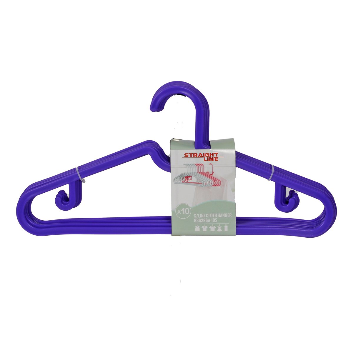 Straight Line Cloth Hanger 686296A 10pcs Assorted Colors