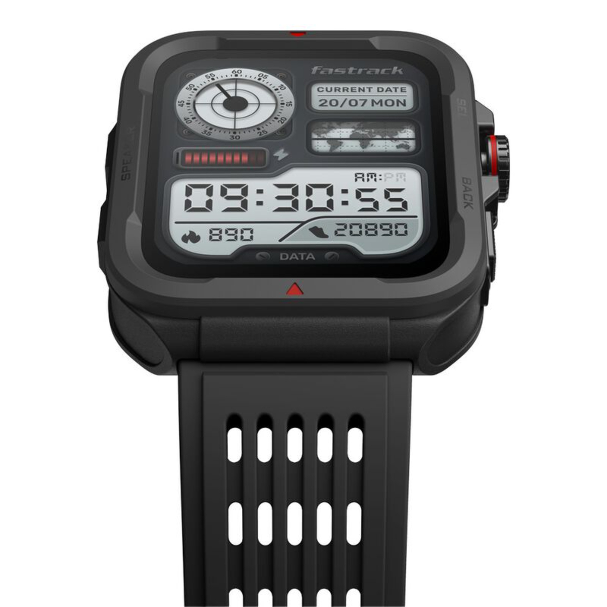 Fastrack Active with 1.83" UltraVU HD Display and Functional Crown Rugged Smartwatch with Auto Multisport Recognition,Black