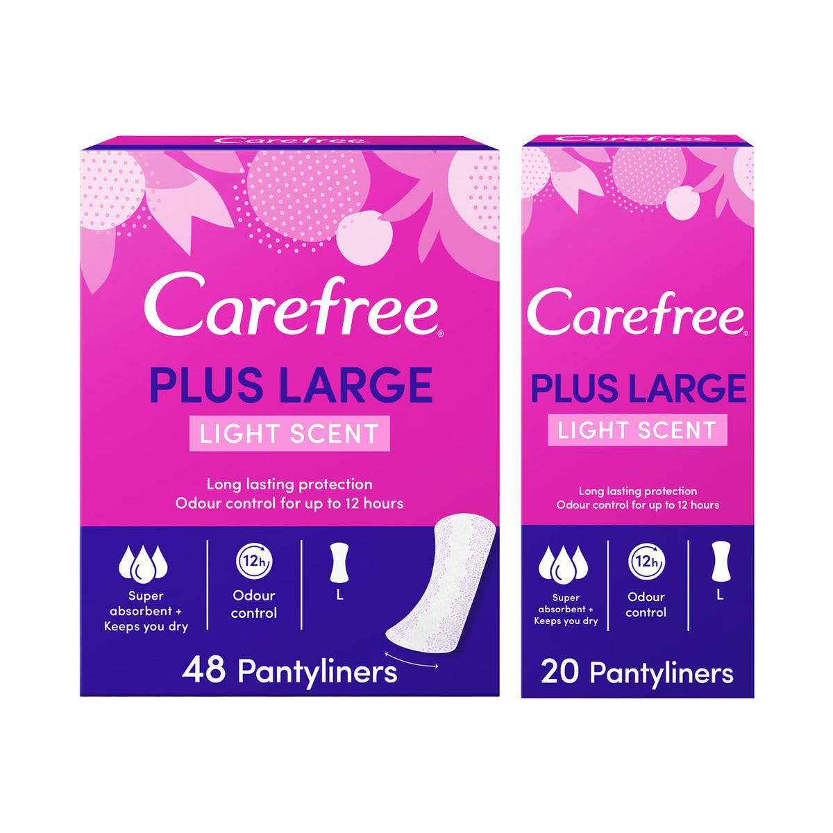 Carefree Plus Large Light Scent Pantyliners 48 pcs + 20 pcs