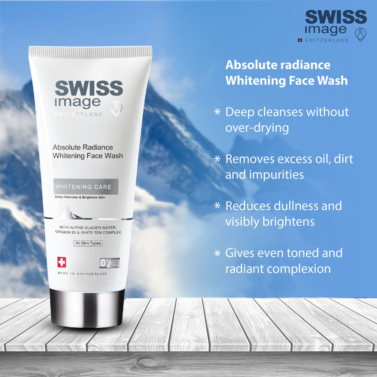 Swiss Image Absolute Radiance Whitening Face Wash 200 ml + Day Cream 50 ml