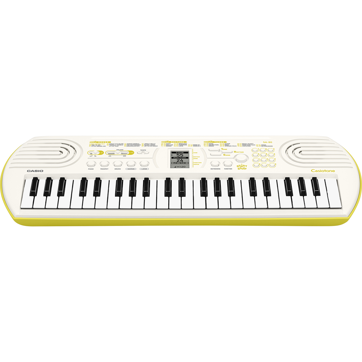 Casio Mini Keyboard with 44 keys, 100 Tones, 50 Rhythms, White, SA-80H2