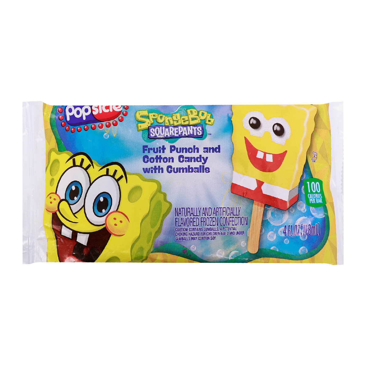 Popsicle Spongebob Squarepants Fruit Punch & Cotton Candy With Gumballs 118 ml