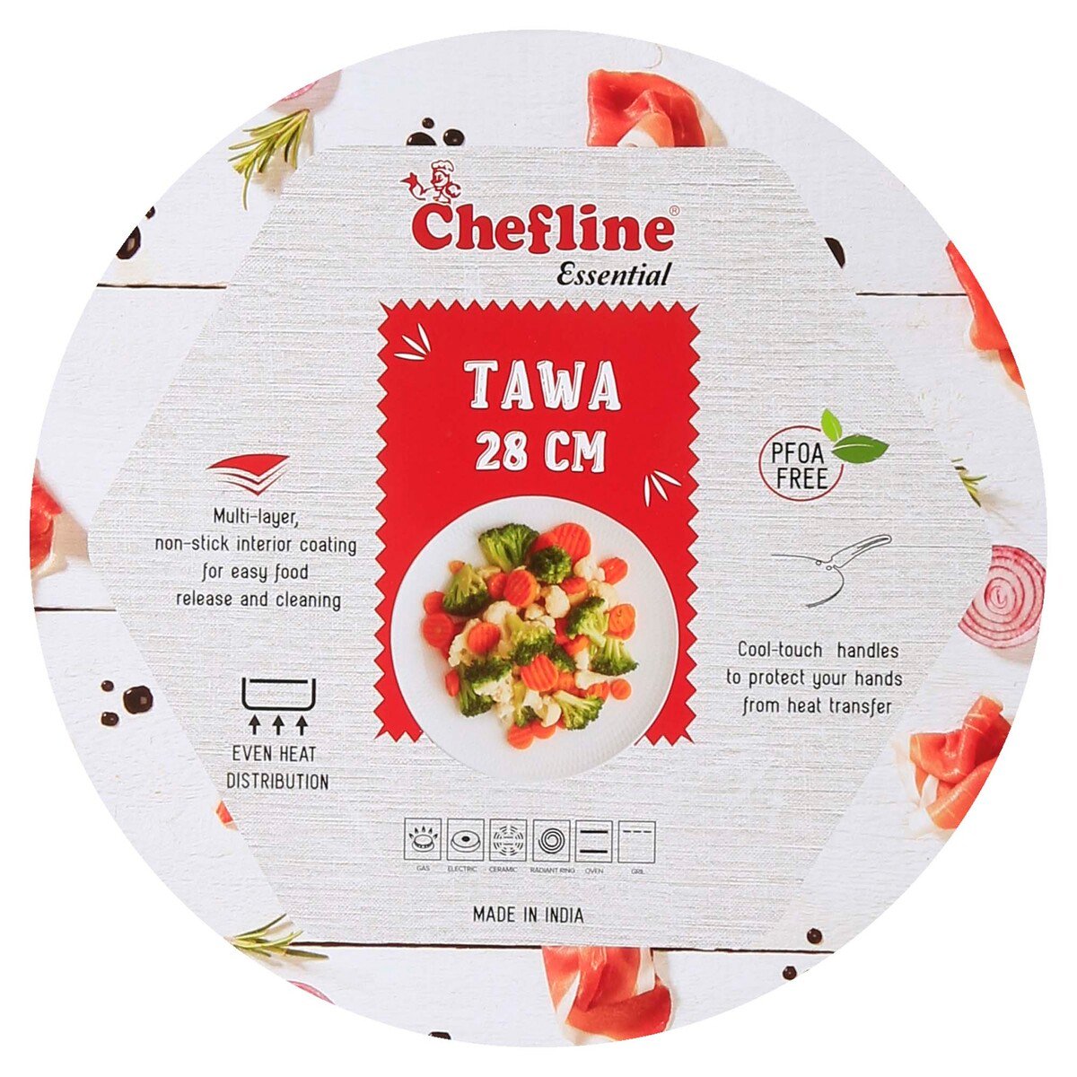 Chefline Non-Stick Concave Tawa, 28 cm, ESNLND28