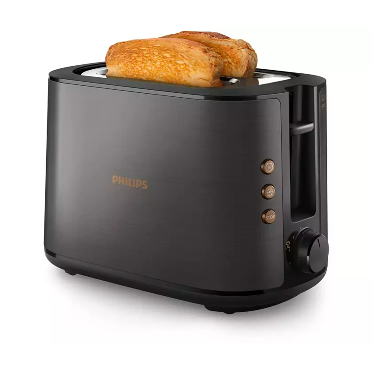 Philips 2 Slice Bread Toaster, 950W, Black/Copper, HD2650/31